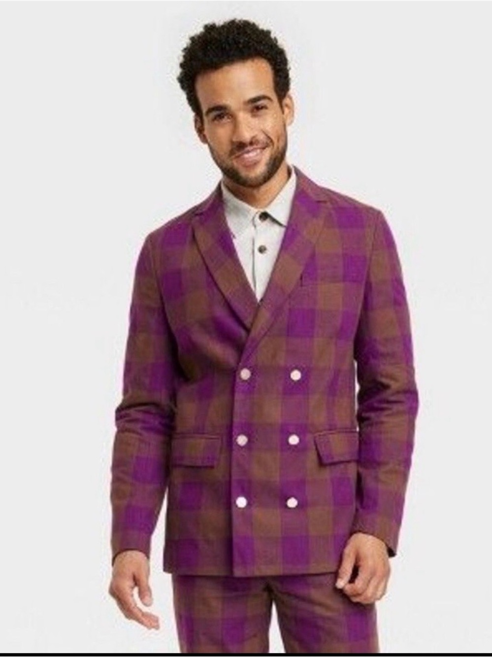 Houston White Adult Gingham Checkered Blazer